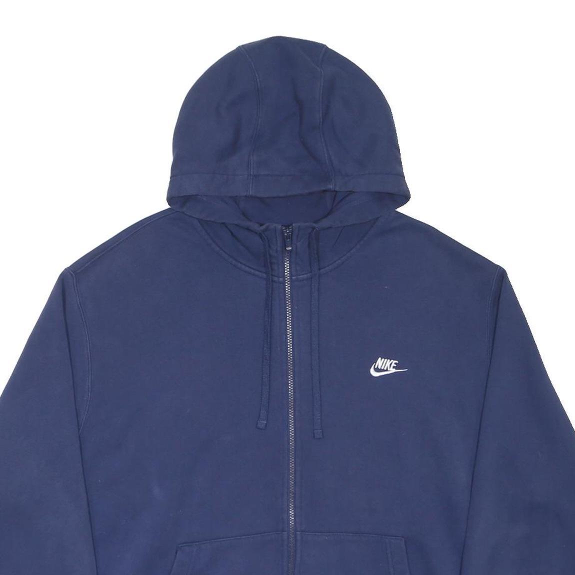 NIKE Mens Blue Navy Zip Up Hoodie 2XL Cotton Blend Sportswear Casual