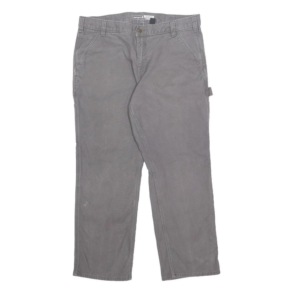 CARHARTT Mens Relaxed Fit Grey Cotton Blend Workwear Trousers W38 L30 Workwear