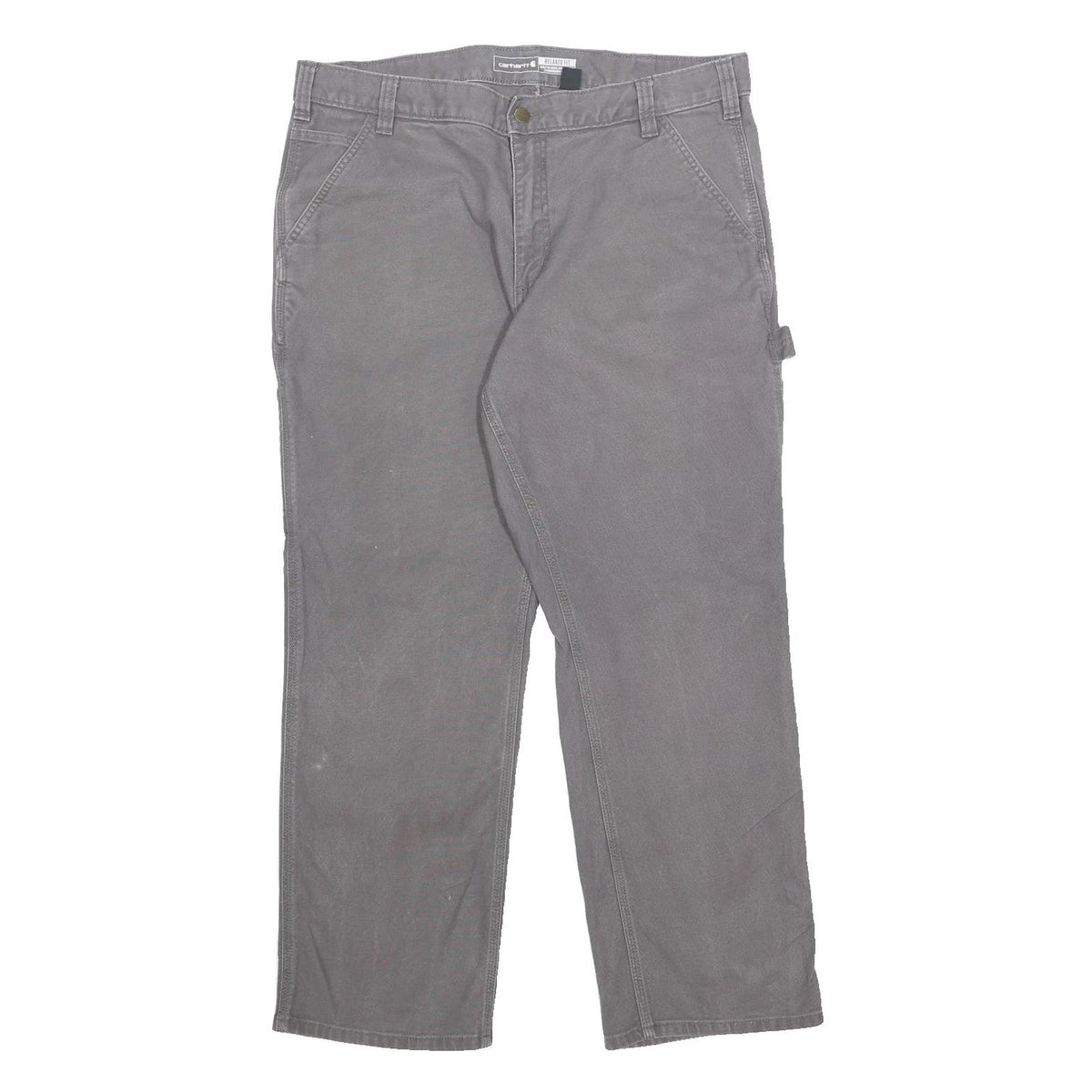 CARHARTT Mens Relaxed Fit Grey Cotton Blend Workwear Trousers W38 L30 Workwear