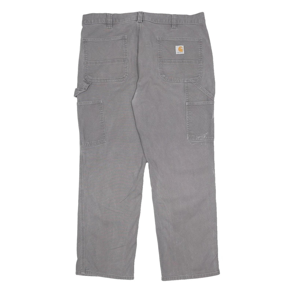 CARHARTT Mens Relaxed Fit Grey Cotton Blend Workwear Trousers W38 L30 Workwear