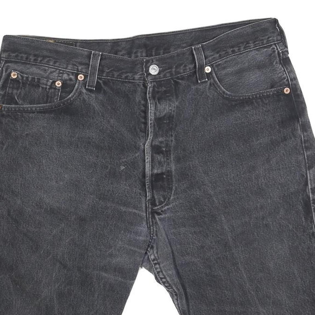 LEVI'S Mens Shorts Black Denim Cut-Off L W36 Casual Distressed Style