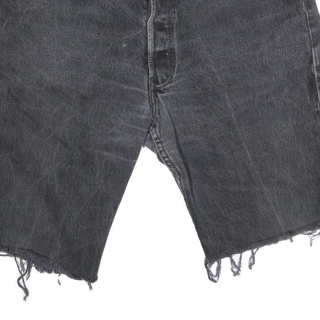 LEVI'S Mens Shorts Black Denim Cut-Off L W36 Casual Distressed Style