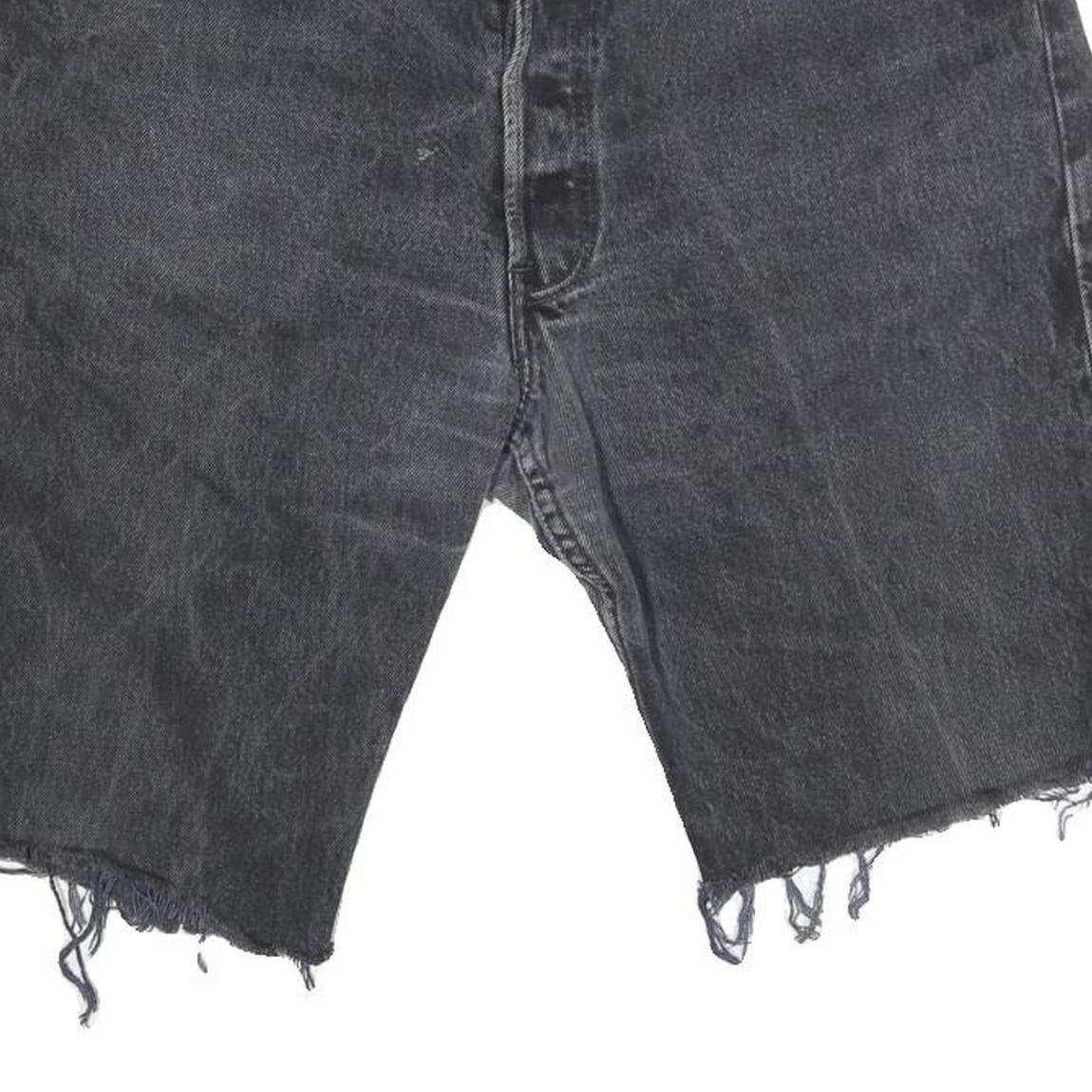 LEVI'S Mens Shorts Black Denim Cut-Off L W36 Casual Distressed Style