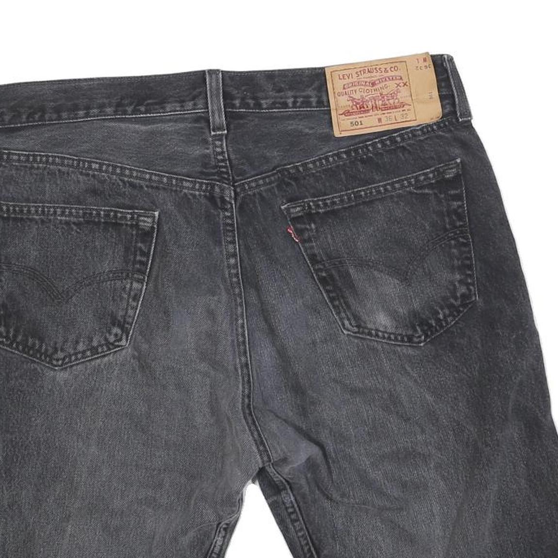 LEVI'S Mens Shorts Black Denim Cut-Off L W36 Casual Distressed Style