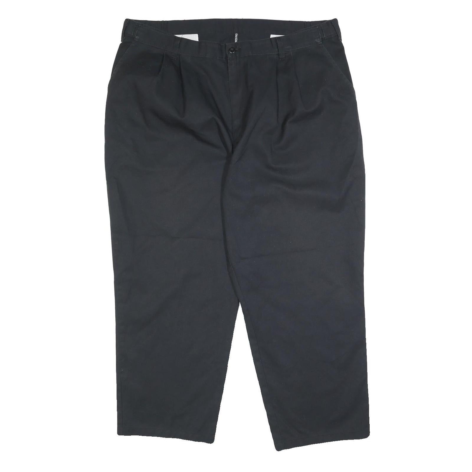 DICKIES Mens Cotton Blend Black Relaxed Straight Trousers W42 L26 Work Casual