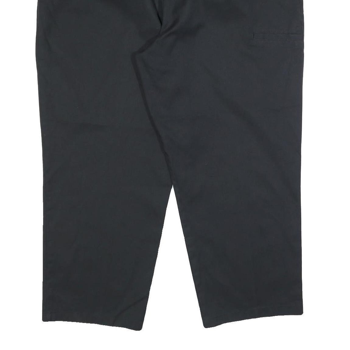 DICKIES Mens Cotton Blend Black Relaxed Straight Trousers W42 L26 Work Casual