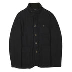 TRUSSARDI Mens Black Button Jacket M Polyester Blend Plain Classic Collar