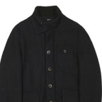 TRUSSARDI Mens Black Button Jacket M Polyester Blend Plain Classic Collar