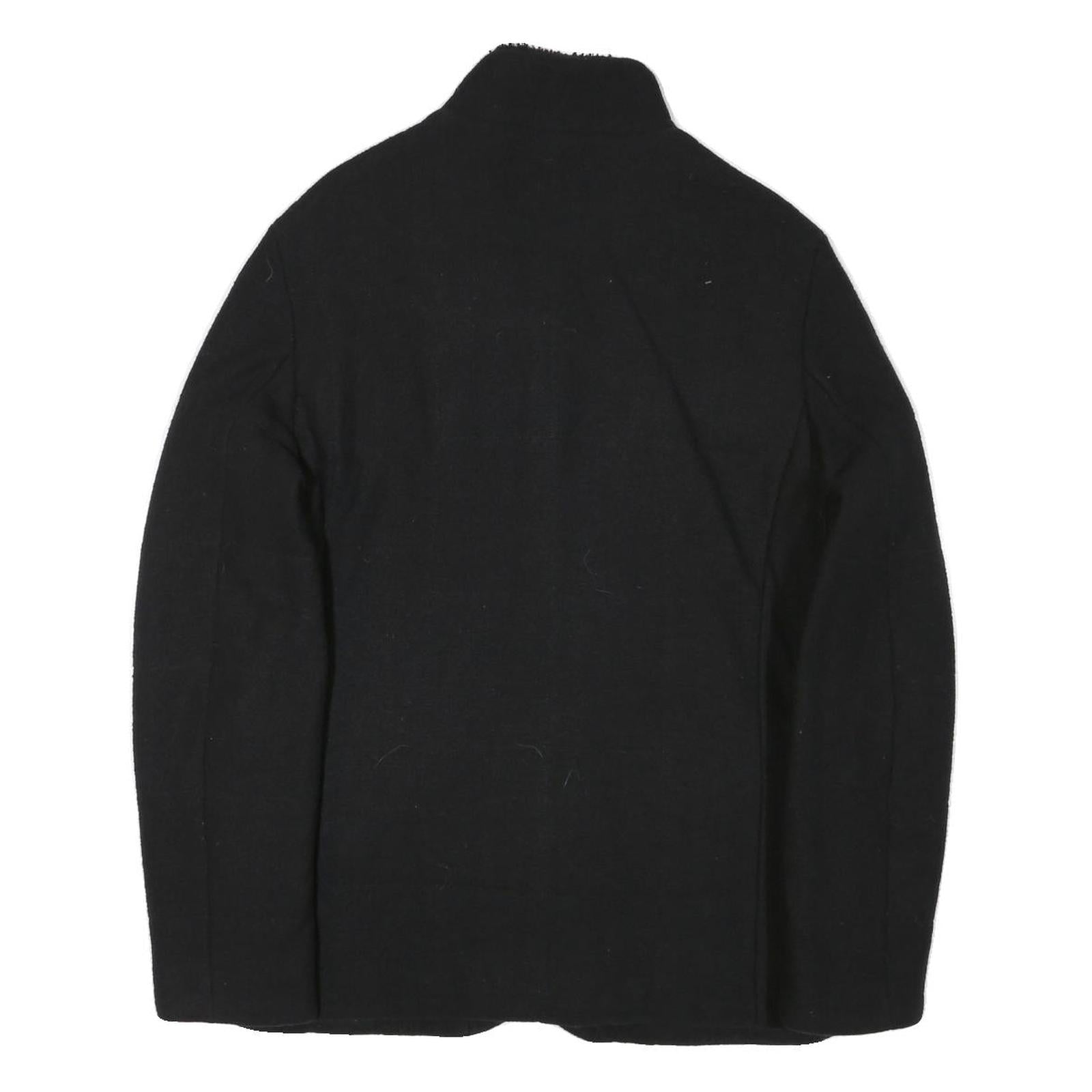 TRUSSARDI Mens Black Button Jacket M Polyester Blend Plain Classic Collar