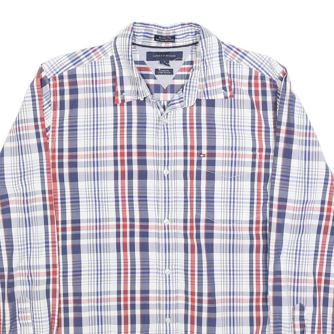 TOMMY HILFIGER Mens Blue & Red Check Shirt M Classic Fit Button Up Casual
