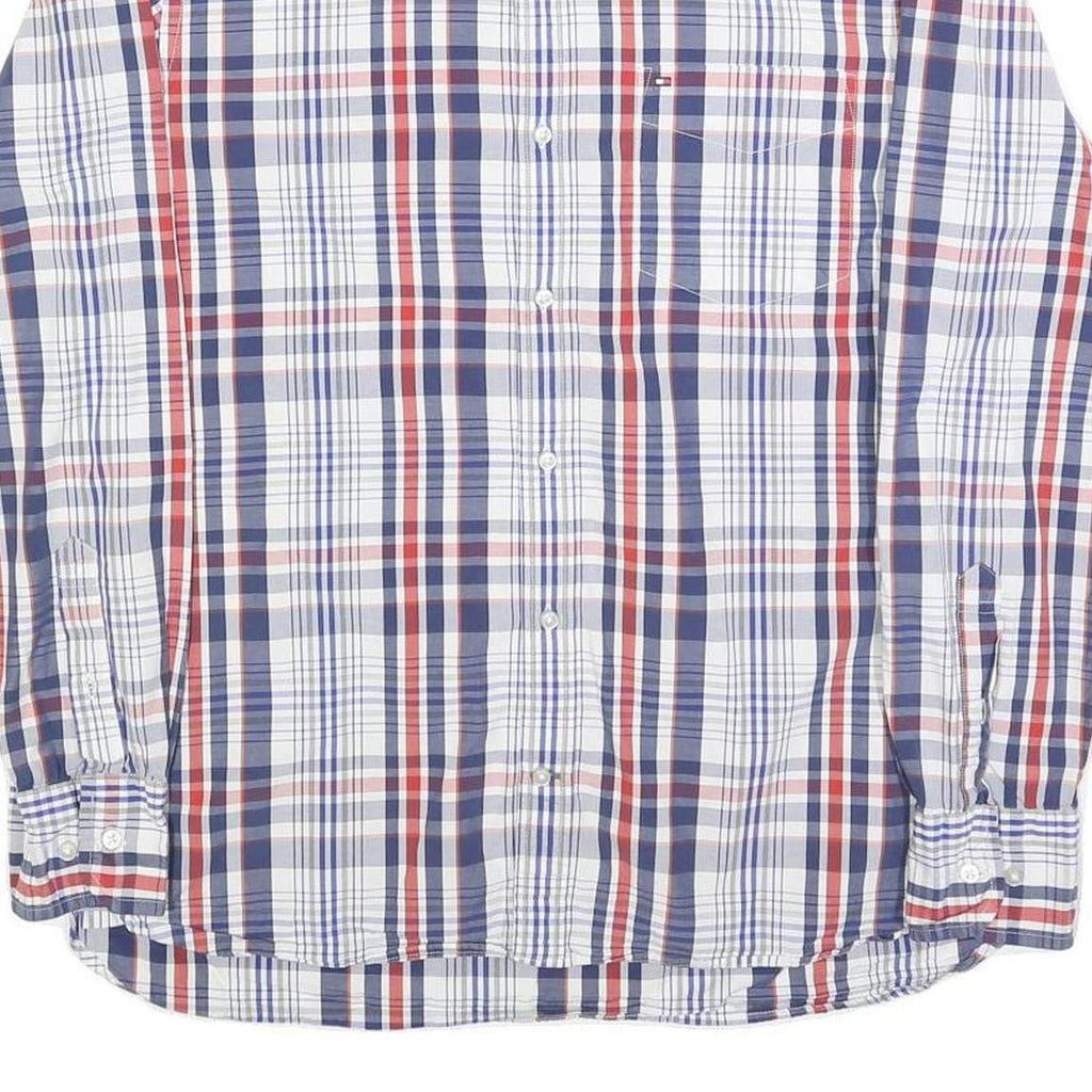 TOMMY HILFIGER Mens Blue & Red Check Shirt M Classic Fit Button Up Casual