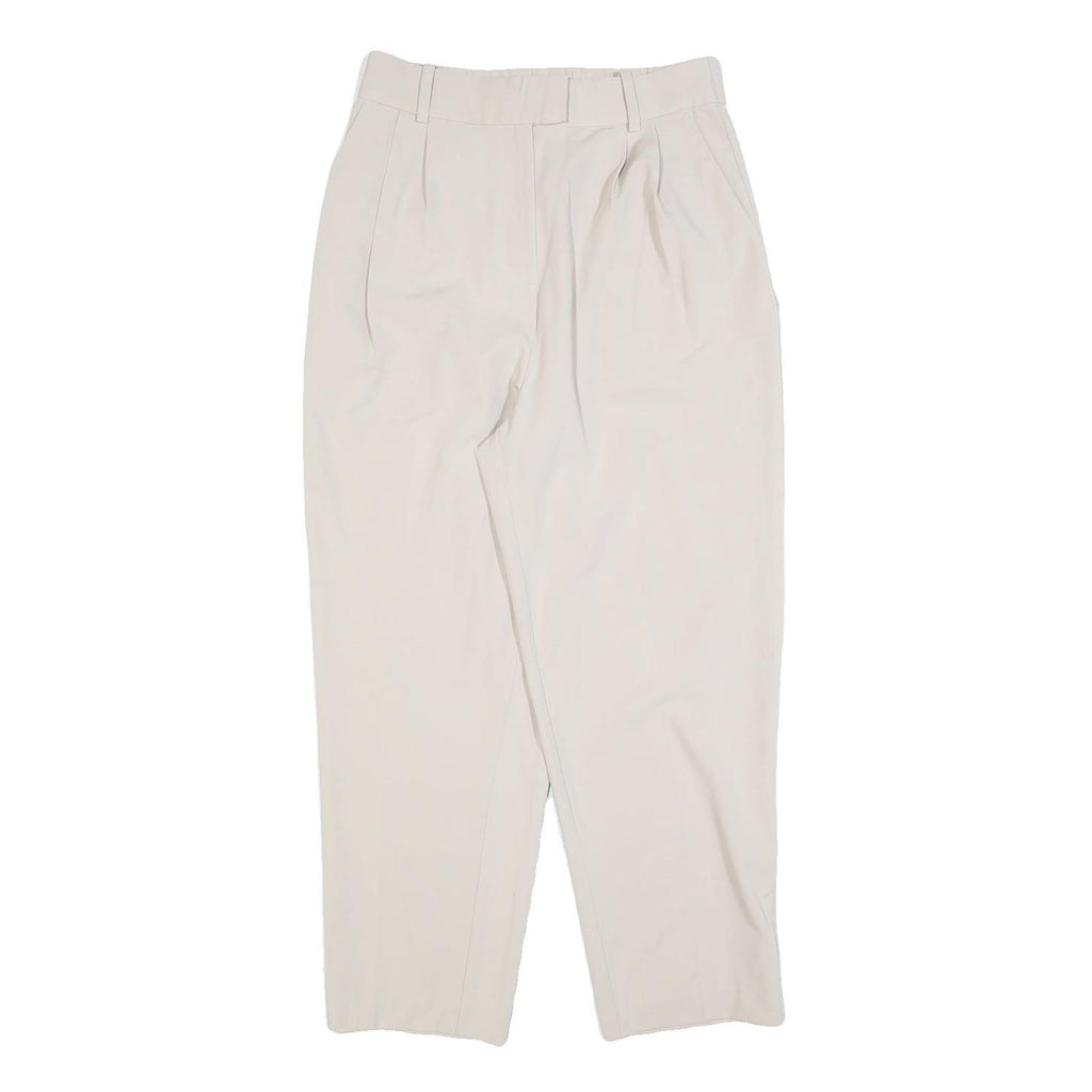 H&M Womens Cotton Blend Beige Relaxed Trousers W28 L26 Classic Zip Casual
