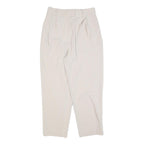H&M Womens Cotton Blend Beige Relaxed Trousers W28 L26 Classic Zip Casual