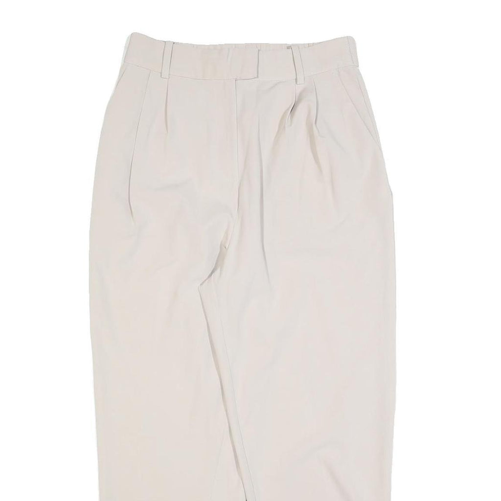 H&M Womens Cotton Blend Beige Relaxed Trousers W28 L26 Classic Zip Casual