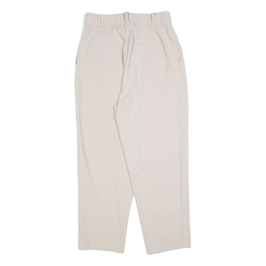 H&M Womens Cotton Blend Beige Relaxed Trousers W28 L26 Classic Zip Casual