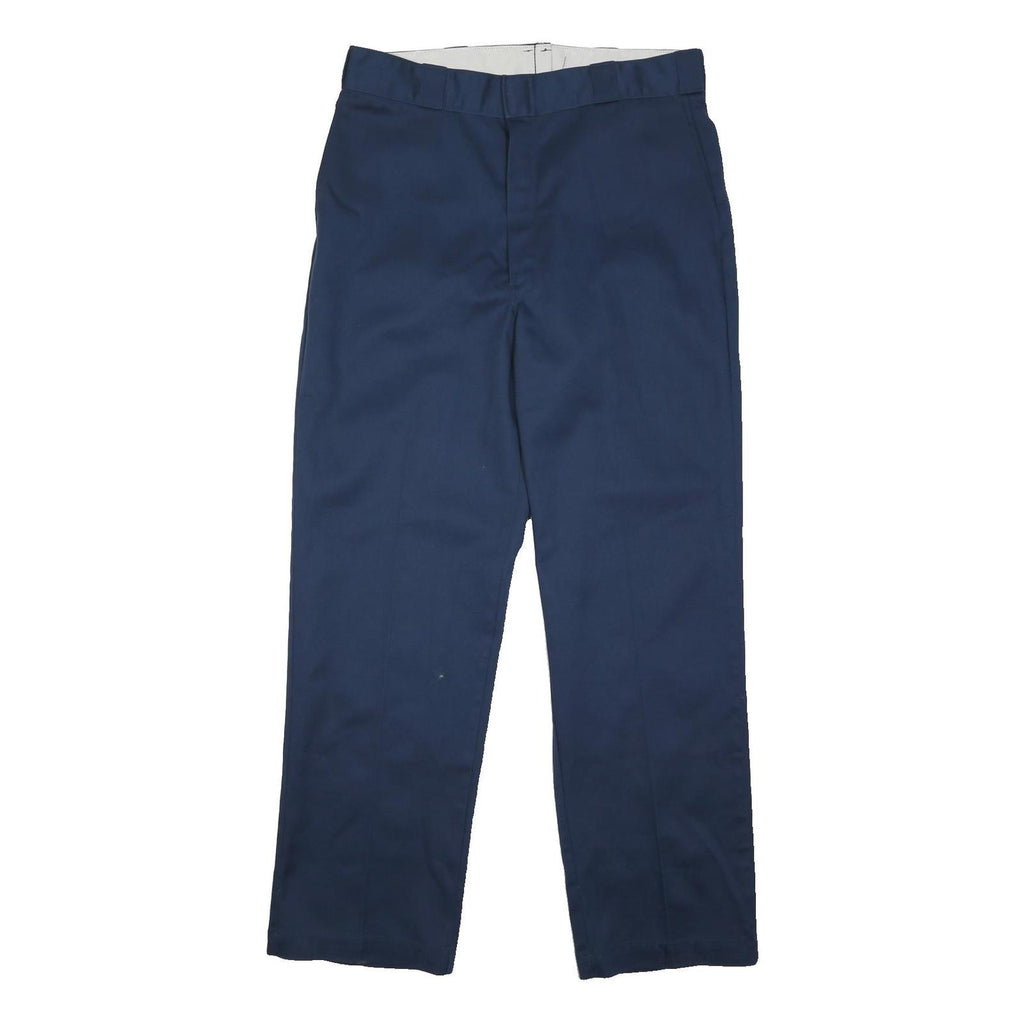 DICKIES Mens Regular Navy Blue Polyester Blend Button Closure Trousers W36 L31