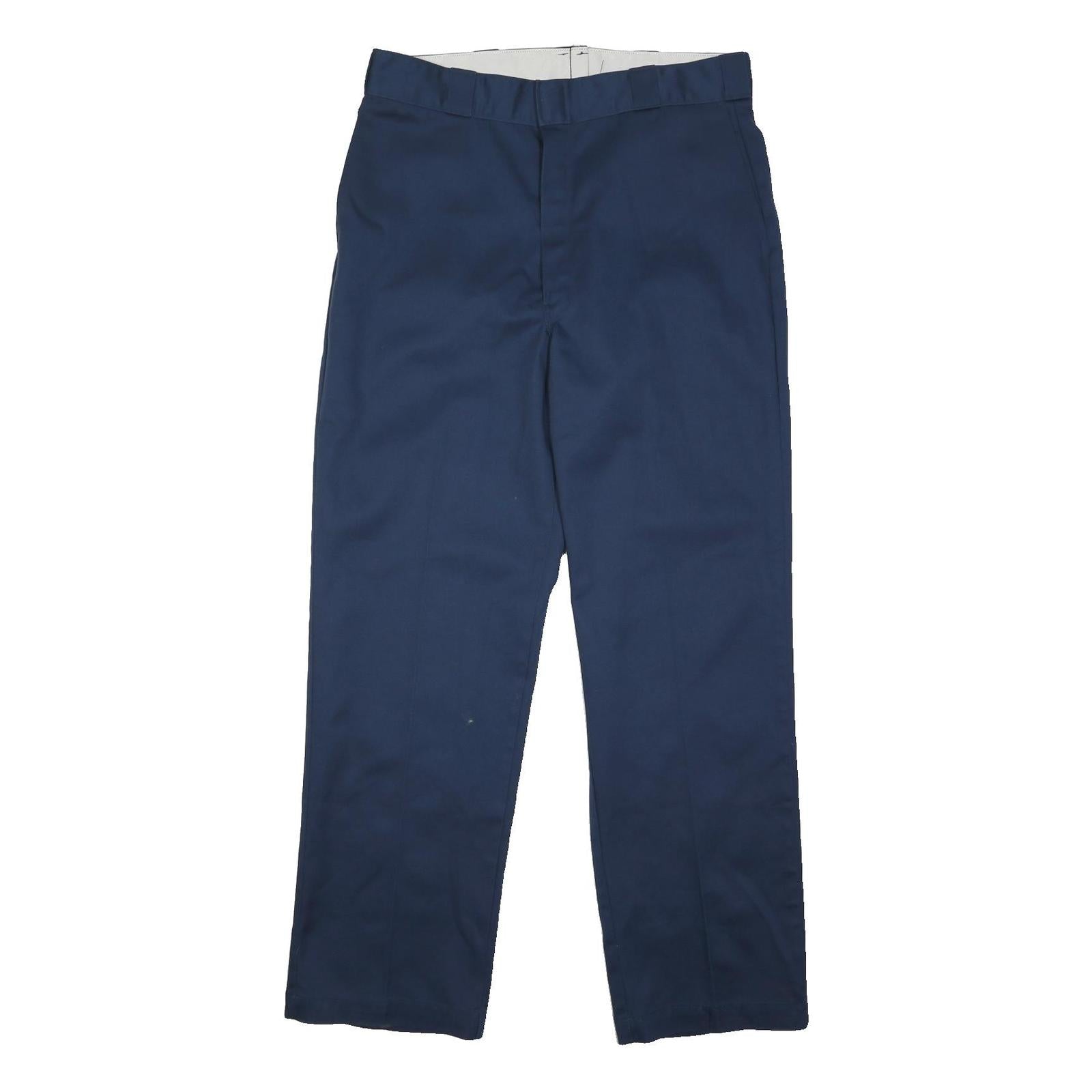 DICKIES Mens Regular Navy Blue Polyester Blend Button Closure Trousers W36 L31