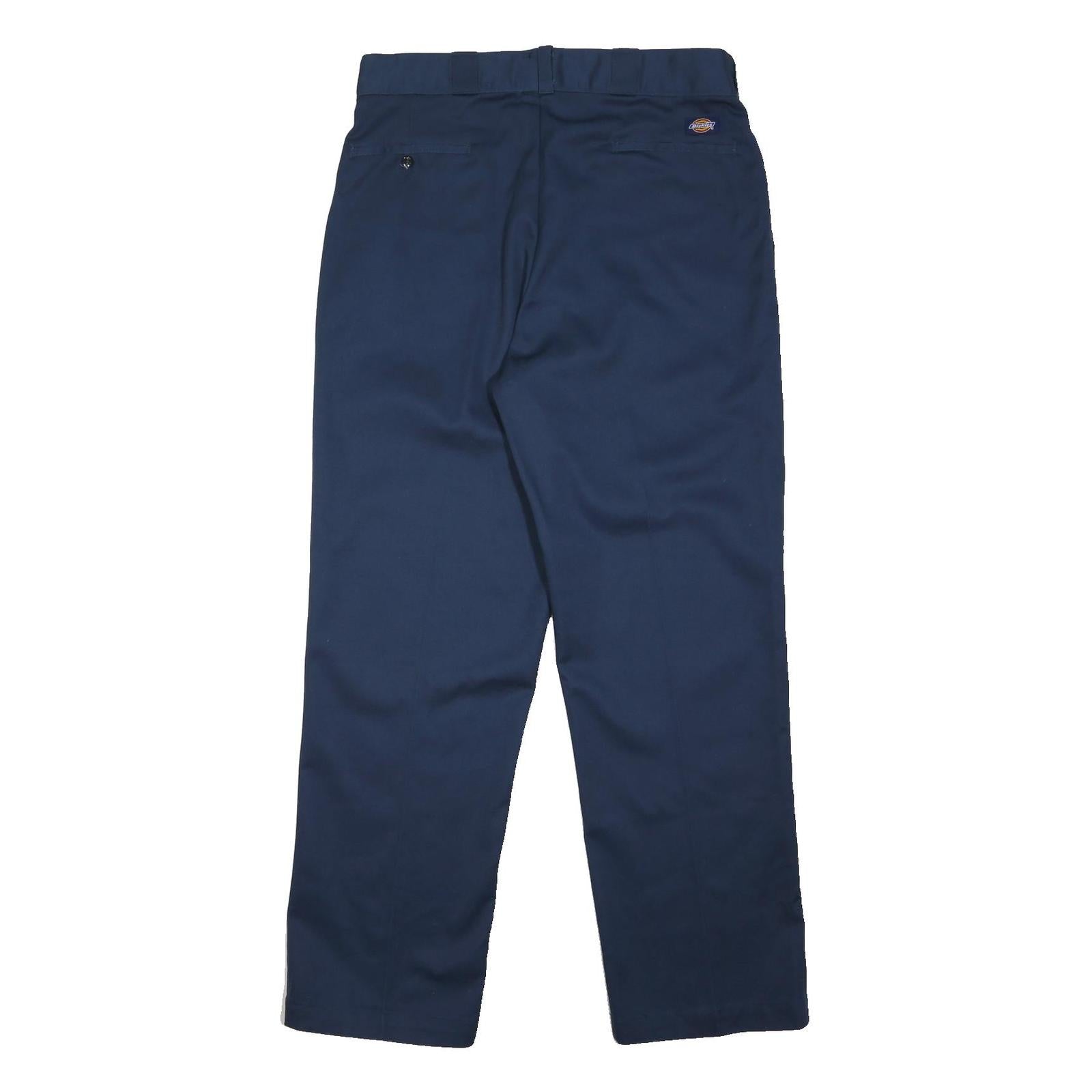 DICKIES Mens Regular Navy Blue Polyester Blend Button Closure Trousers W36 L31