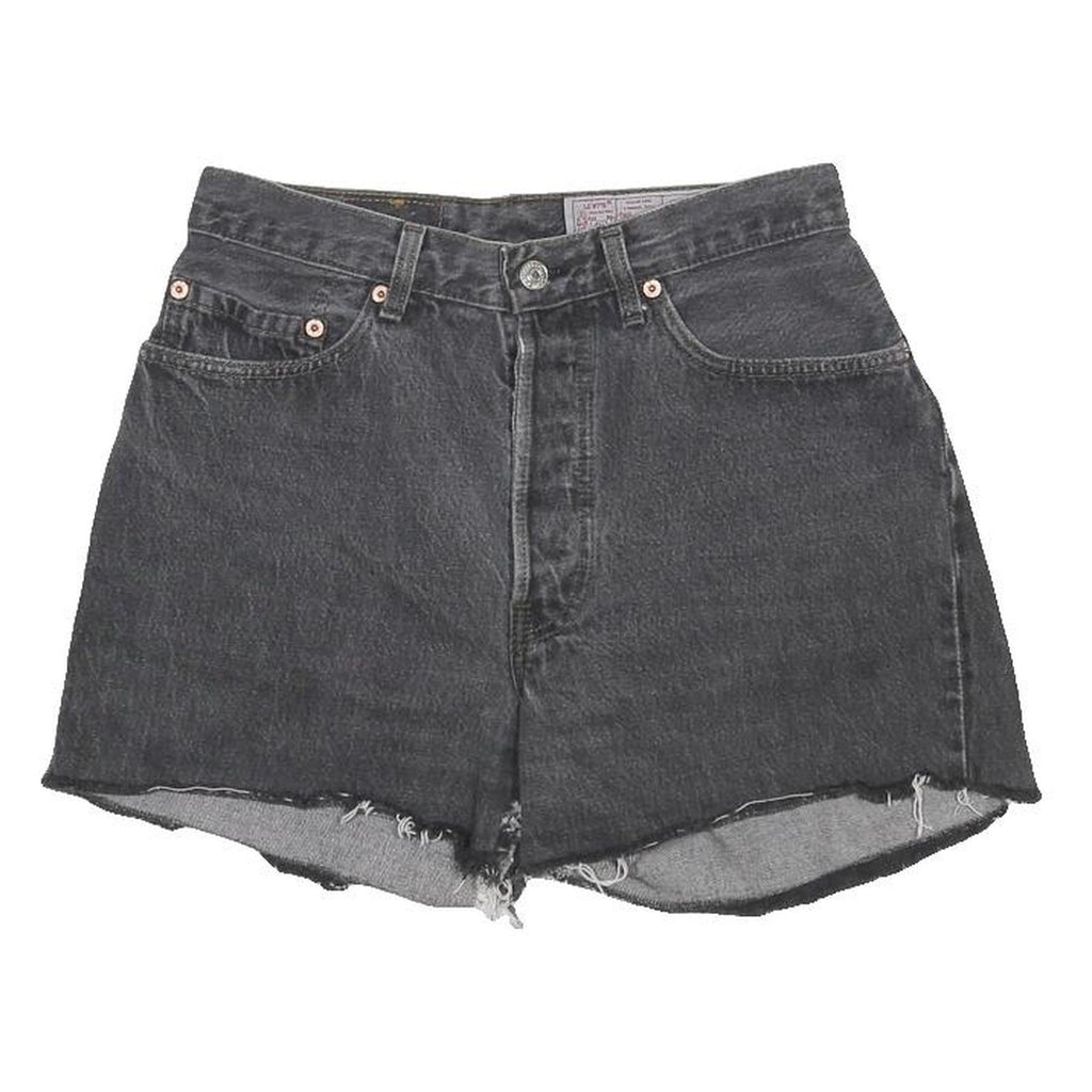 LEVI'S Womens Black Denim Cut-Off Shorts M W28 Frayed Hem Casual Summer