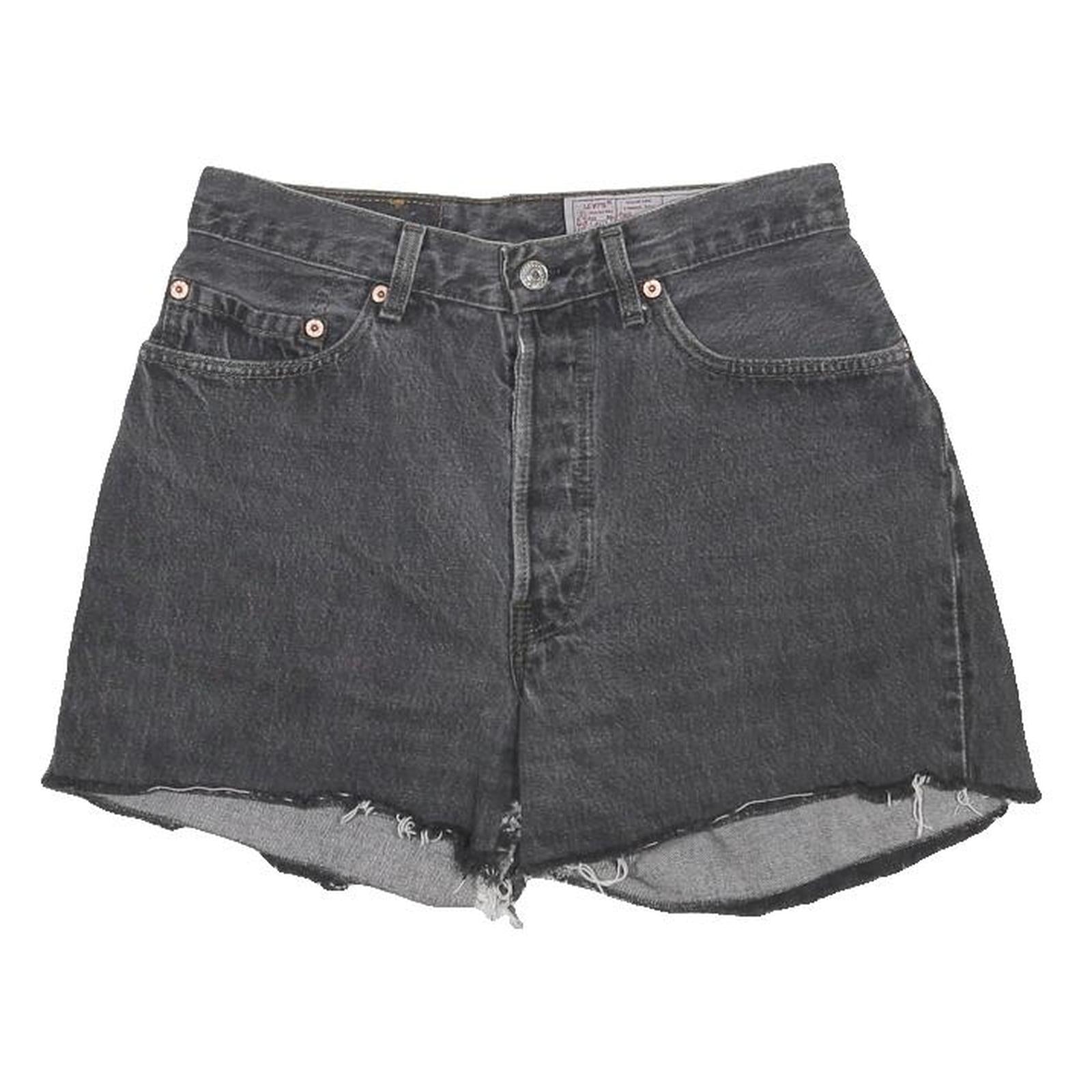 LEVI'S Womens Black Denim Cut-Off Shorts M W28 Frayed Hem Casual Summer