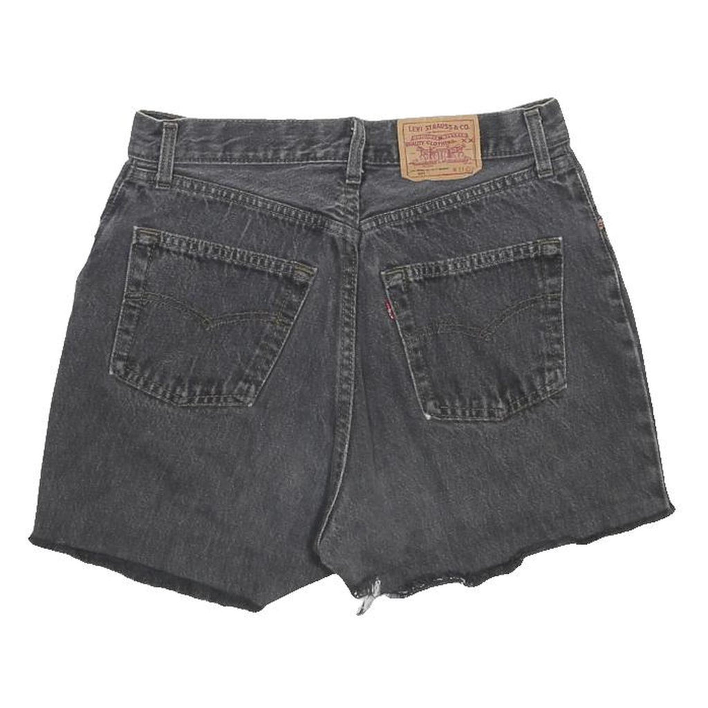 LEVI'S Womens Black Denim Cut-Off Shorts M W28 Frayed Hem Casual Summer