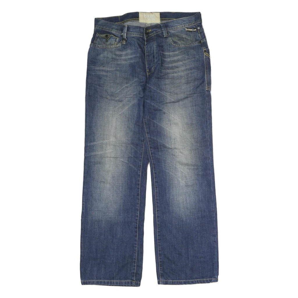 BMM Mens Jeans Blue Regular Straight Denim Medium W33 L32 Button Cotton