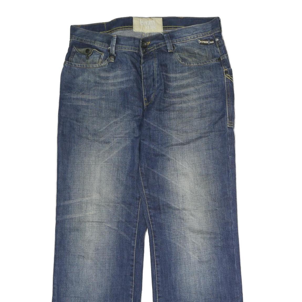 BMM Mens Jeans Blue Regular Straight Denim Medium W33 L32 Button Cotton