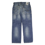 BMM Mens Jeans Blue Regular Straight Denim Medium W33 L32 Button Cotton