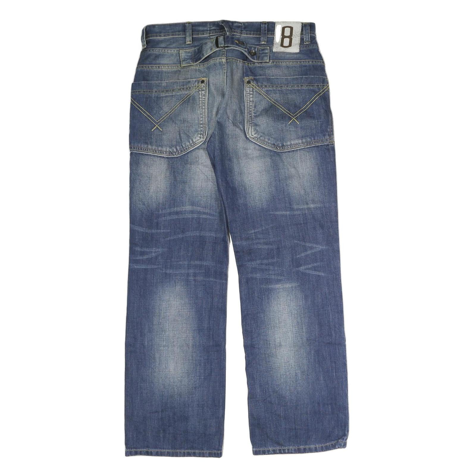 BMM Mens Jeans Blue Regular Straight Denim Medium W33 L32 Button Cotton