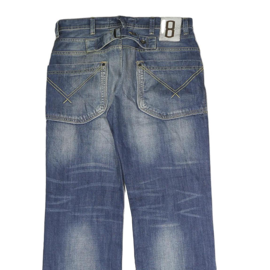 BMM Mens Jeans Blue Regular Straight Denim Medium W33 L32 Button Cotton