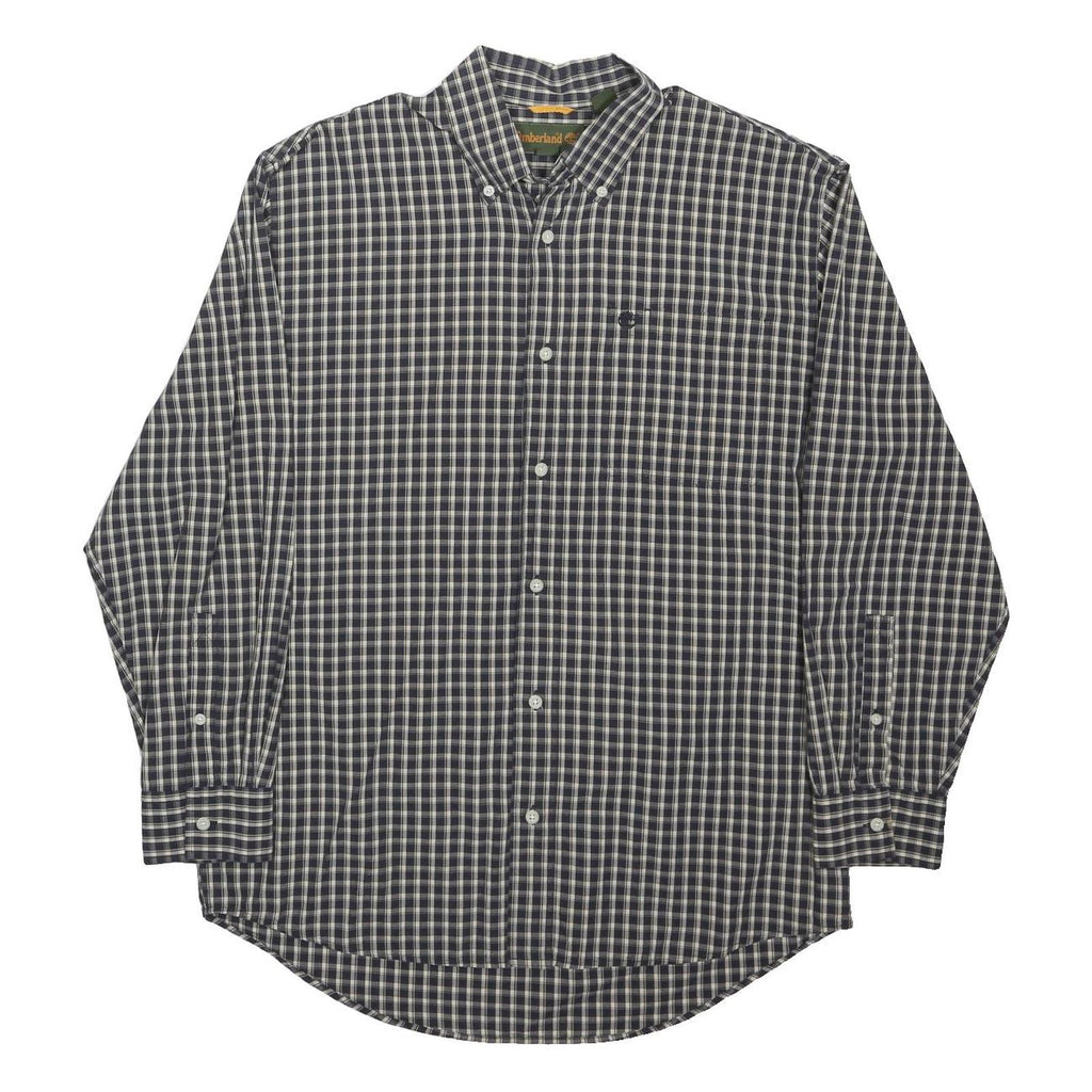 TIMBERLAND Mens Black & White Checked Shirt S Button Down Cotton Blend Casual