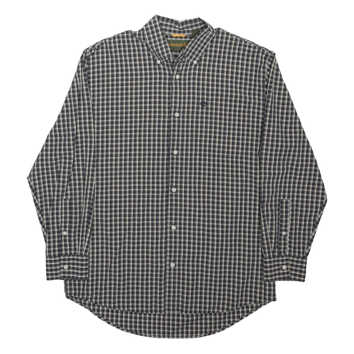 TIMBERLAND Mens Black & White Checked Shirt S Button Down Cotton Blend Casual