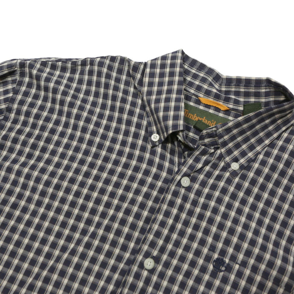 TIMBERLAND Mens Black & White Checked Shirt S Button Down Cotton Blend Casual