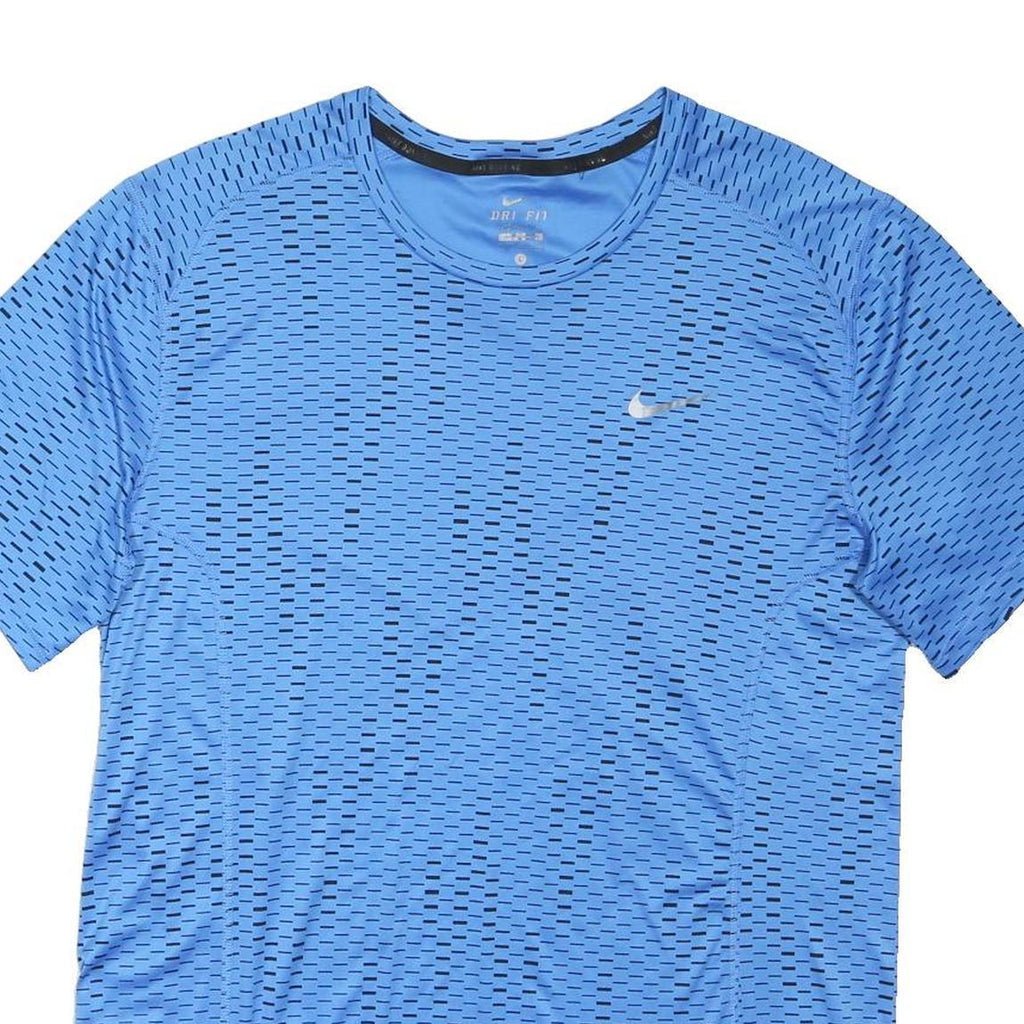 NIKE Mens Blue Polyester Blend Graphic T-Shirt M Short Sleeve Crew Neck Dri-FIT