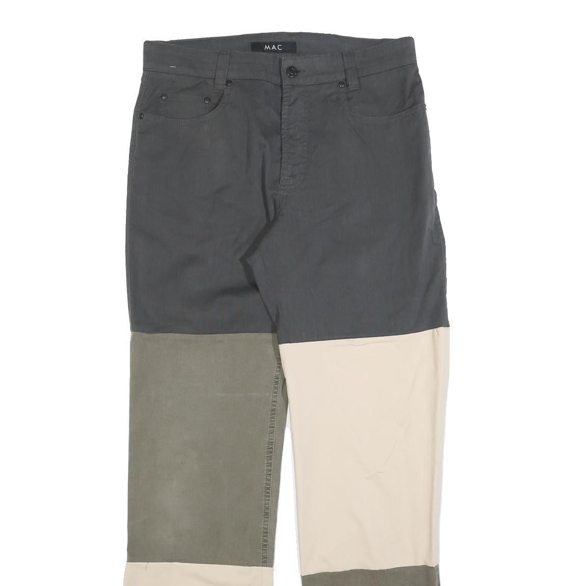 MAC Mens Cotton Blend Regular Fit Colourblock Trousers W32 L36 Stylish Patchwork