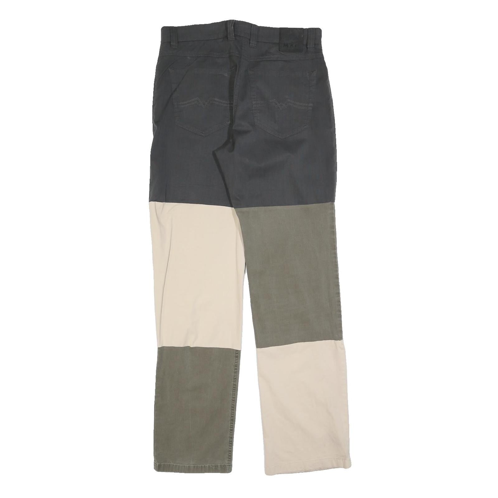 MAC Mens Cotton Blend Regular Fit Colourblock Trousers W32 L36 Stylish Patchwork