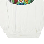 HANES Womens White Sweatshirt XL Pullover Cotton Blend Floral Colourful Print