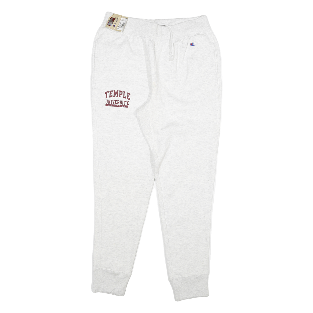 CHAMPION Mens Joggers White Temple University L W32 L31 Cotton Blend Drawstring