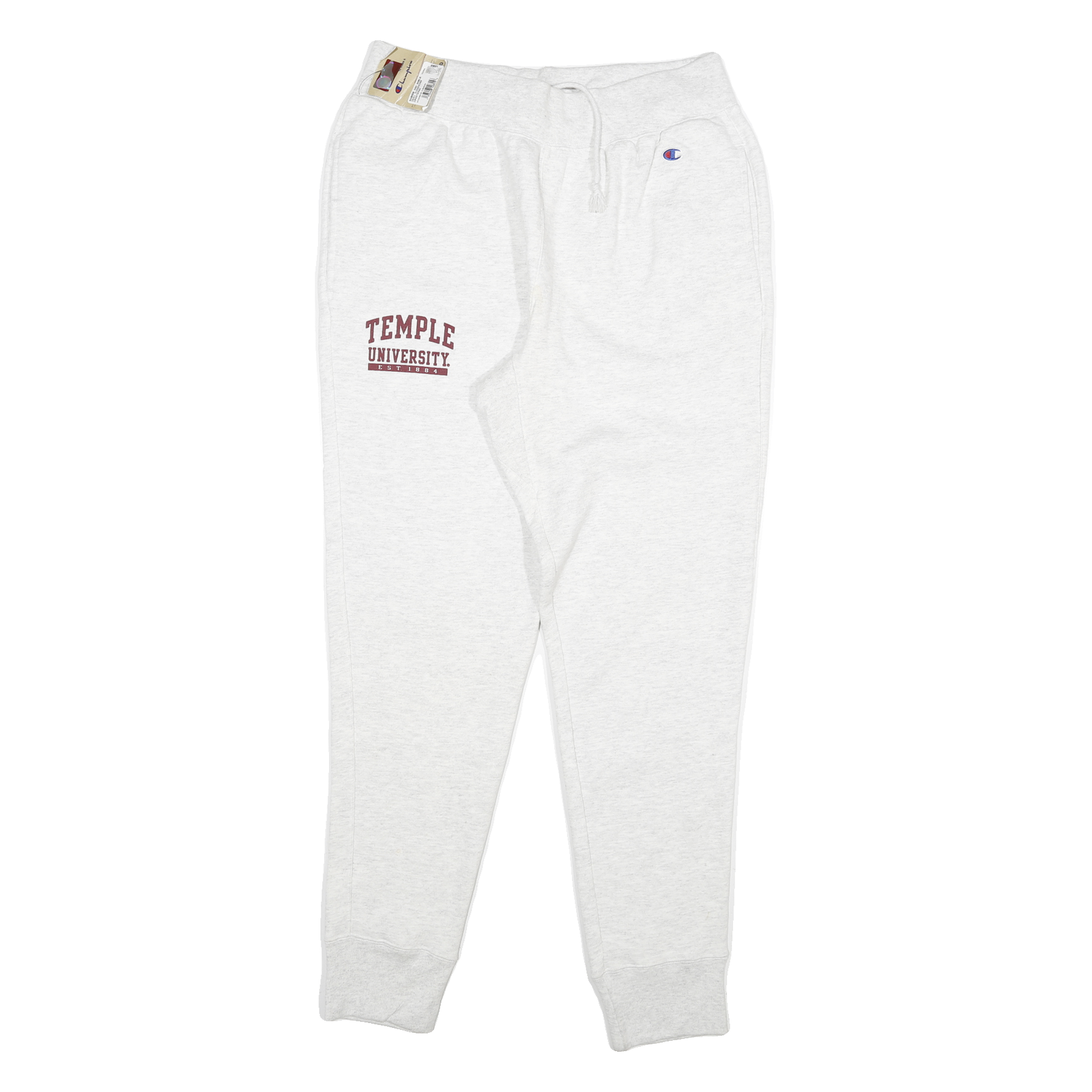 CHAMPION Mens Joggers White Temple University L W32 L31 Cotton Blend Drawstring