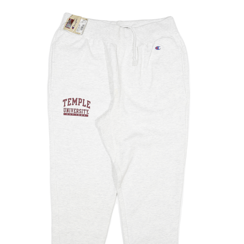 CHAMPION Mens Joggers White Temple University L W32 L31 Cotton Blend Drawstring