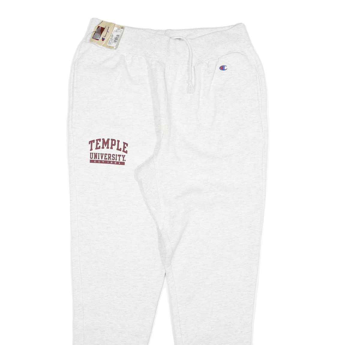 CHAMPION Mens Joggers White Temple University L W32 L31 Cotton Blend Drawstring