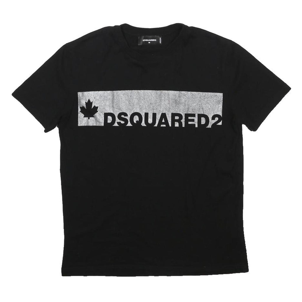 DSQUARED2 Mens Black Graphic T-Shirt M Short Sleeve Crew Neck Cotton Blend