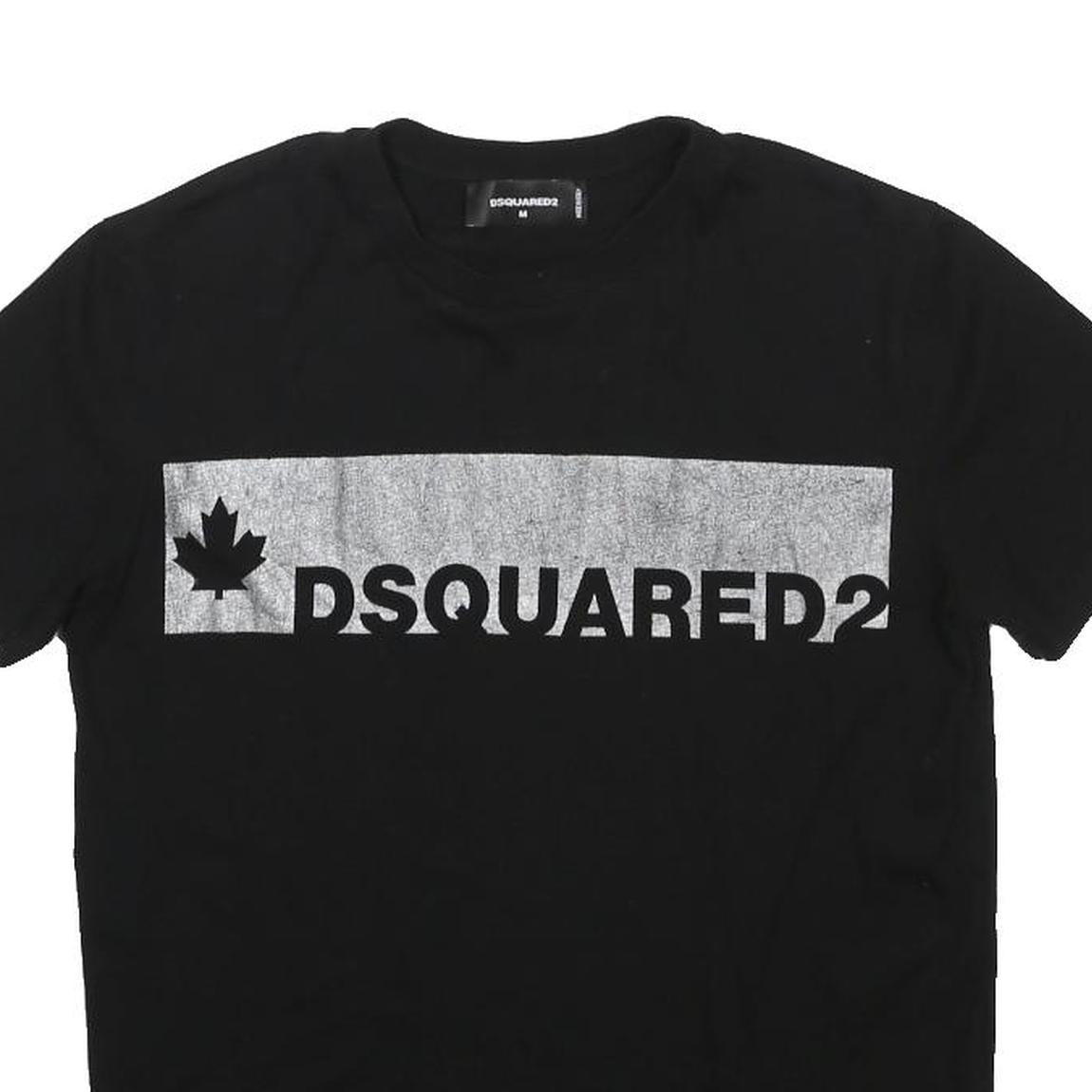 DSQUARED2 Mens Black Graphic T-Shirt M Short Sleeve Crew Neck Cotton Blend