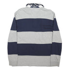 TOMMY HILFIGER Mens Blue & Grey Long Sleeve Striped XL Cotton Blend Polo Shirt
