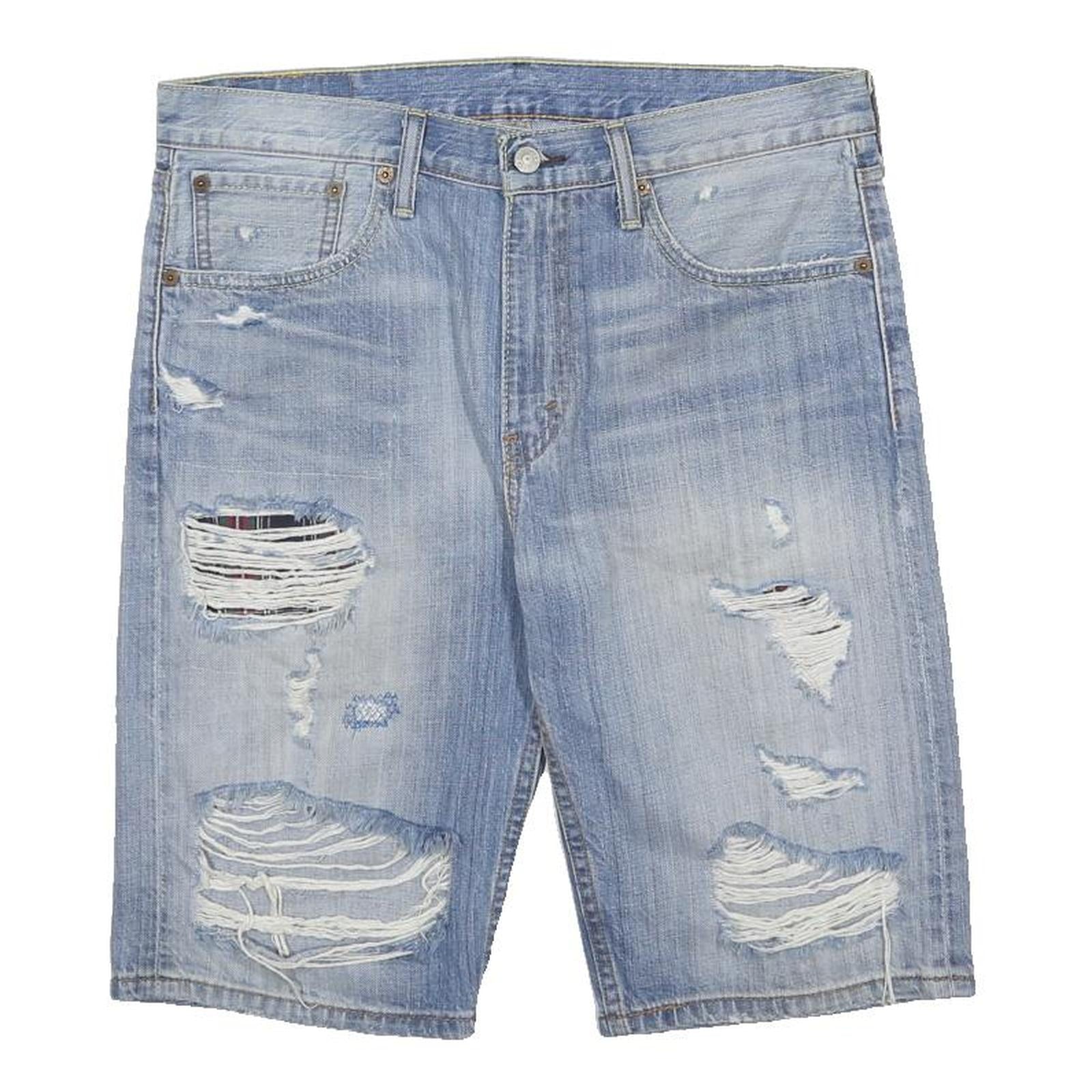 LEVI'S Mens Shorts Blue Distressed Denim M W32 Casual Cotton Ripped