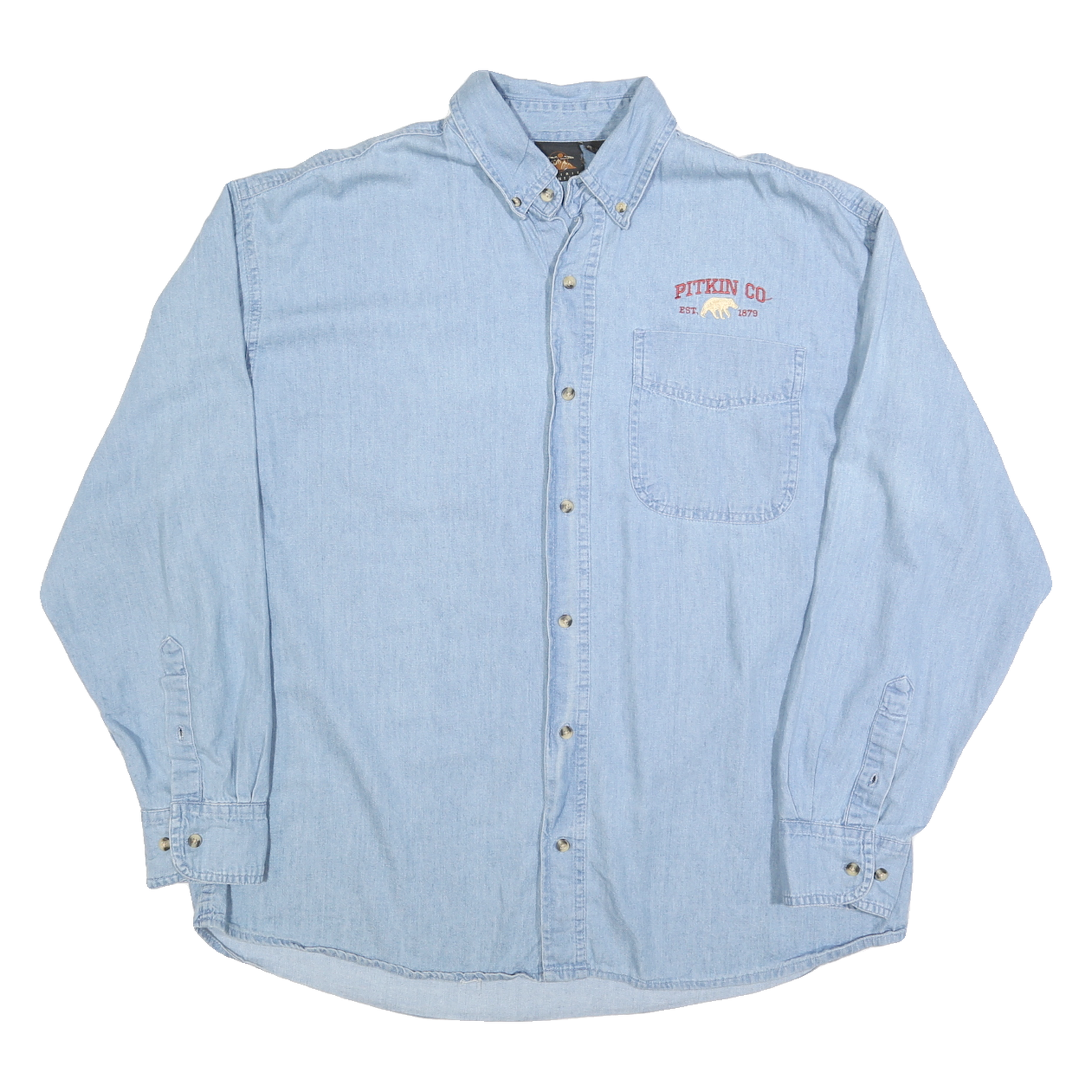 PRAIRIE MOUNTAIN Mens Blue & Light Blue Cotton Shirt L Casual Button-Down Long