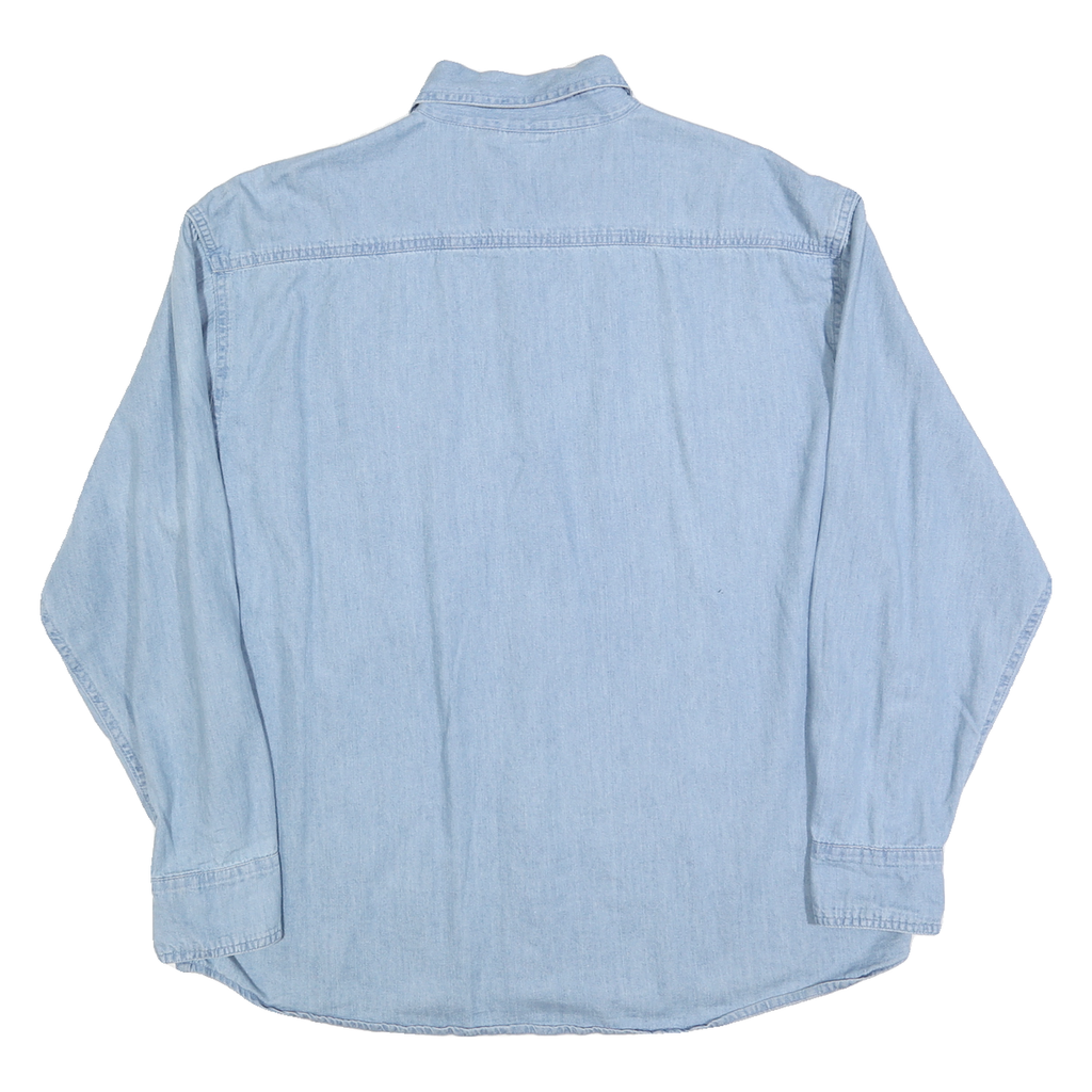 PRAIRIE MOUNTAIN Mens Blue & Light Blue Cotton Shirt L Casual Button-Down Long