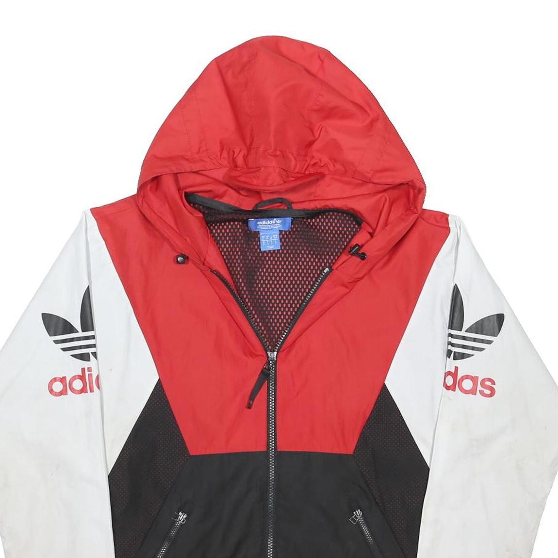ADIDAS ORIGINALS Mens Red & Black & White Zip Jacket Polyester Blend S