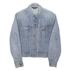 LEE Womens Blue Denim Jacket XS Cotton Blend Button Plain Classic Fit Long