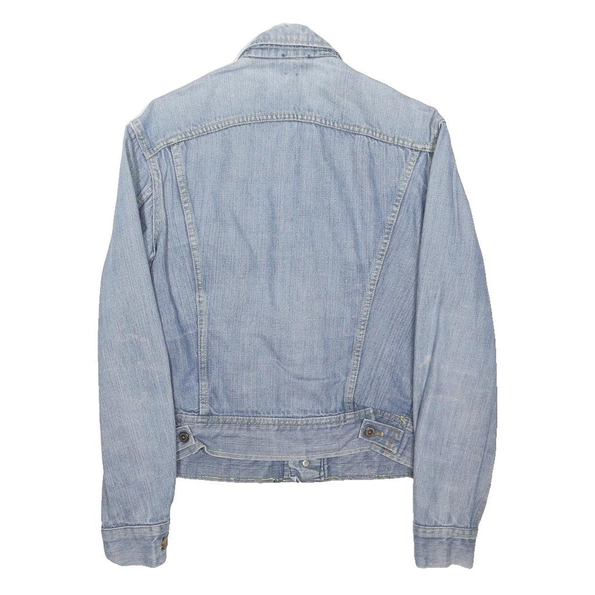 LEE Womens Blue Denim Jacket XS Cotton Blend Button Plain Classic Fit Long